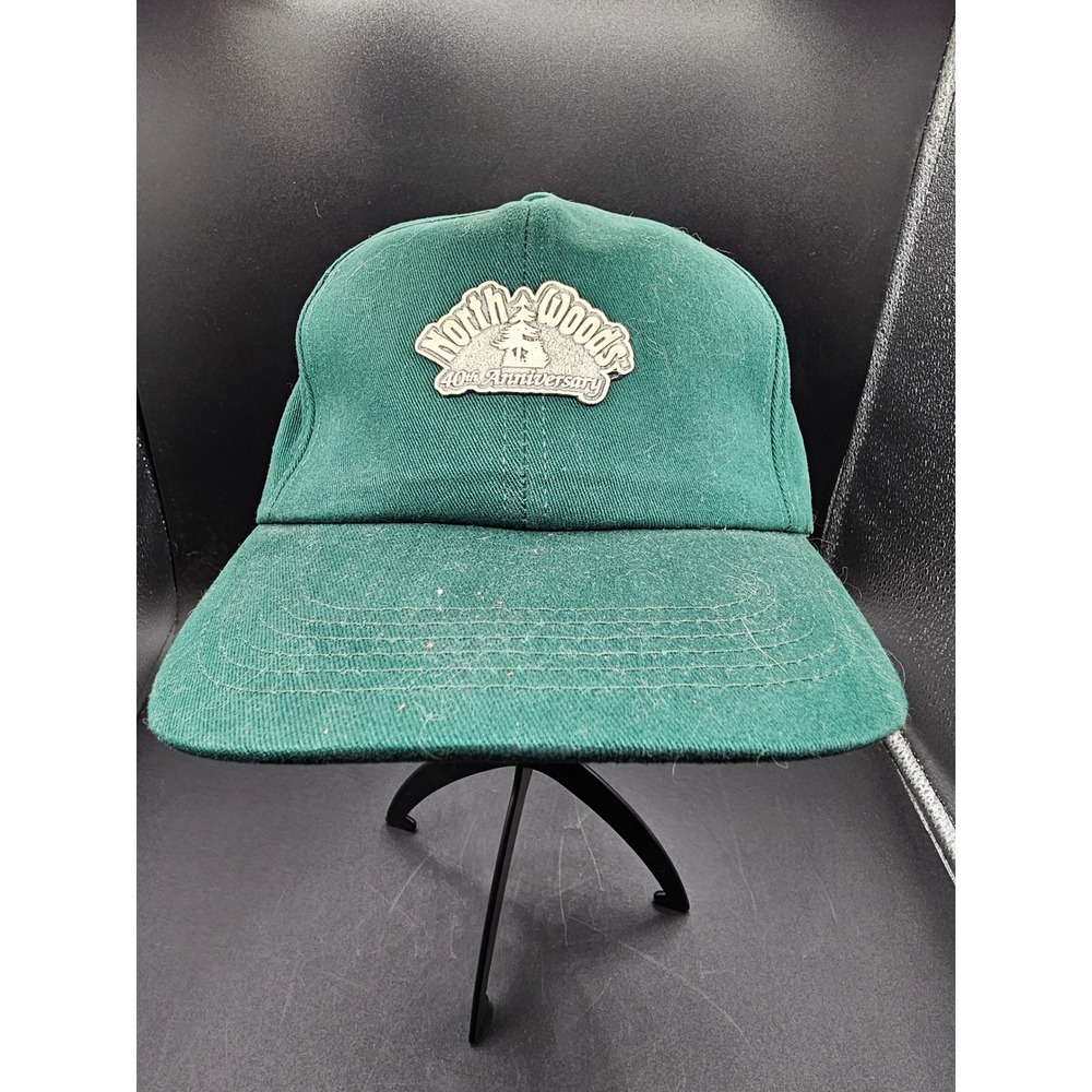 Vintage North Woods 40th Anniversary Hat Green Made in USA Adjustable Strapback